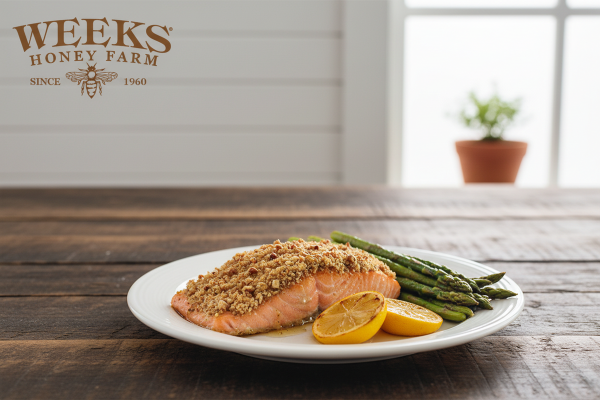 Honey Pecan Crusted Salmon