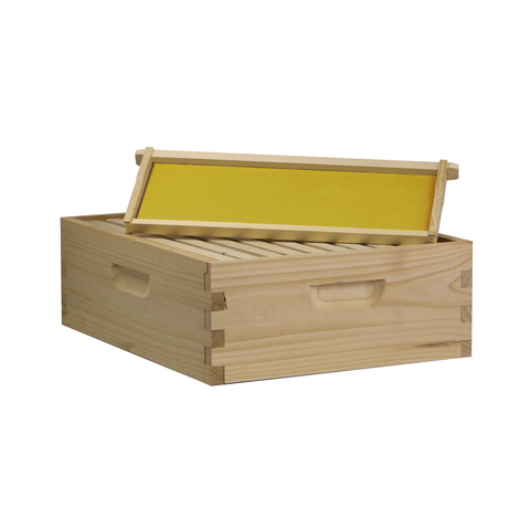 10-Frame Complete Beehive Kit – Fully Assembled (1 Deep & 1 Medium Box) Amish-Made with Frames & Wax-Coated Foundations