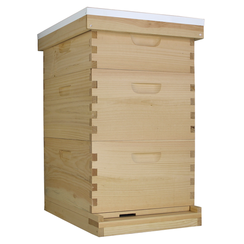 10-Frame Complete Beehive Kit – Fully Assembled Amish-Made with 2 Deep & 1 Medium Boxes, Frames & Wax-Coated Foundations | Weeks Honey Farm