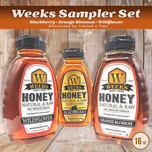 Taste of Weeks 3 Pack (16 oz Samplers) - Food Items - Only $29.99! Order now at Weeks Honey Farm