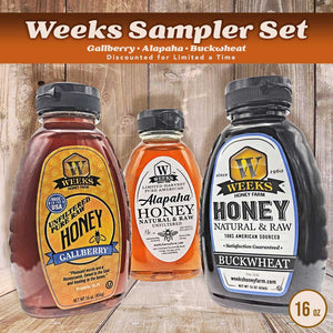 Taste of Weeks 3 Pack (16 oz Samplers) - Food Items - Only $29.99! Order now at Weeks Honey Farm