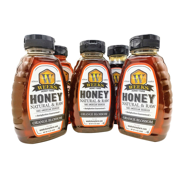 6 Pack of Orange Blossom Honey; 16 Ounce