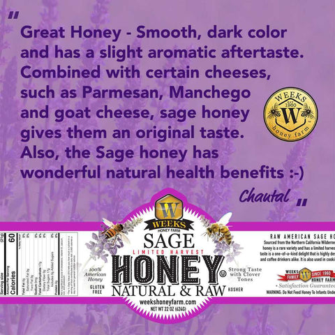 Our Best All-Natural Raw Sage Honey; Limited Harvest Honey from Weeks Honey Farm, Inc. http://www.WeeksHoneyFarm.com