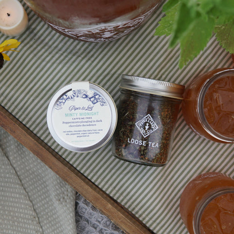 Minty Midnight Glass Jar of Loose Leaf - 30 Servings | | Loose Tea from Piper and Leaf Tea Co.