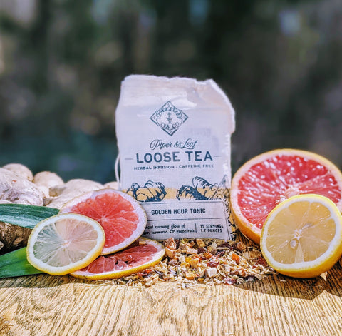 Golden Hour Tonic Muslin Bag of Loose Leaf Tea - 15 Servings | | Loose Tea from Piper and Leaf Tea Co.