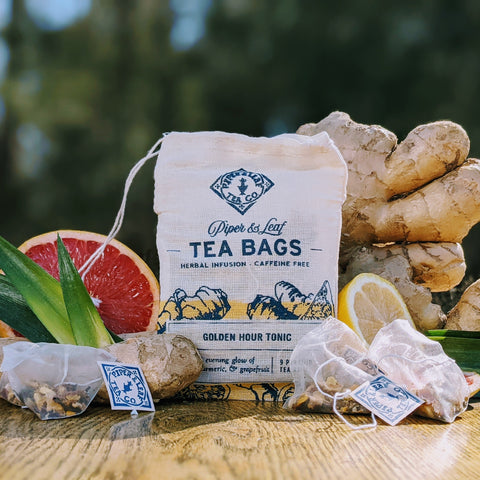 Golden Hour Tonic 9ct Tea Bags in Muslin | | Tea Bags from Piper and Leaf Tea Co.