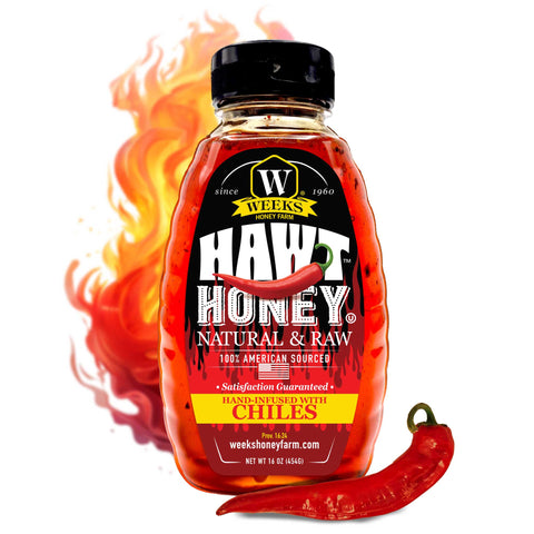 Weeks Hawt Honey, Hand-Infused Hot Honey from the Sizzlin' South - Honey - Only $17.99! Order now at Weeks Honey Farm Fast shipping and excellent customer service.