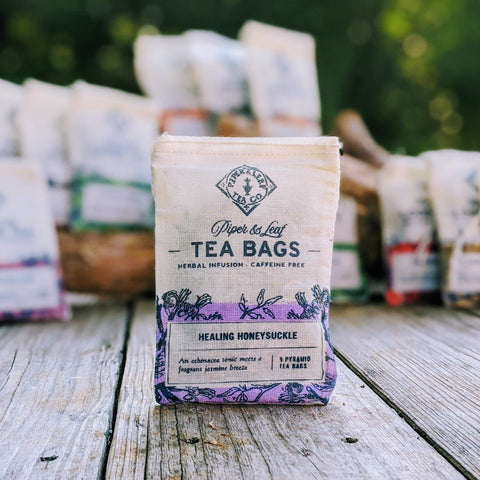 Healing Honeysuckle 9ct Tea Bags in Muslin | | Tea Bags from Piper and Leaf Tea Co.