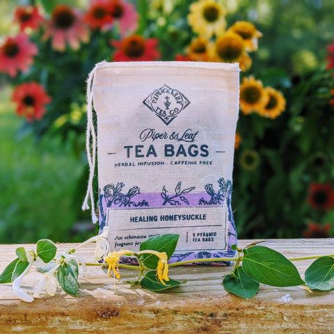Healing Honeysuckle 9ct Tea Bags in Muslin | | Tea Bags from Piper and Leaf Tea Co.