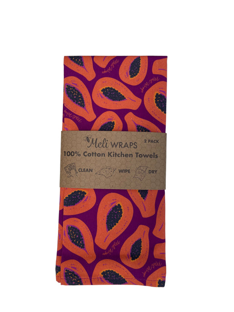 Papaya Kitchen Towel Set of 2 100% Cotton | | from Meli Wraps