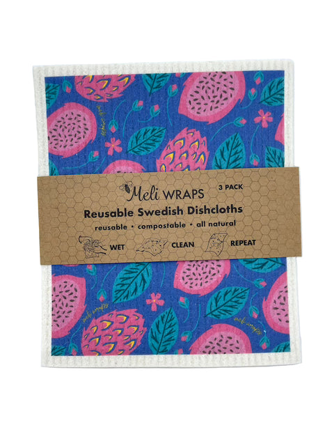 Dragonfruit Swedish Dish Cloth Set of 3 | | from Meli Wraps