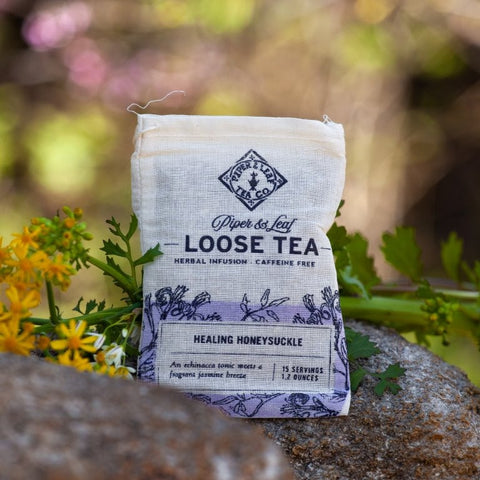 Healing Honeysuckle Muslin Bag of Loose Leaf Tea - 15 Servings | | Loose Tea from Piper and Leaf Tea Co.
