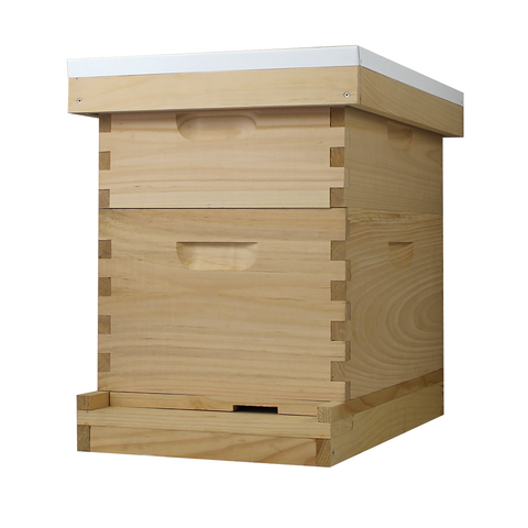 8 Frame Complete Beehive Kit – Fully Assembled (1 Deep & 1 Medium Boxes) Amish-Made with Frames & Wax-Coated Foundations | Weeks Honey Farm
