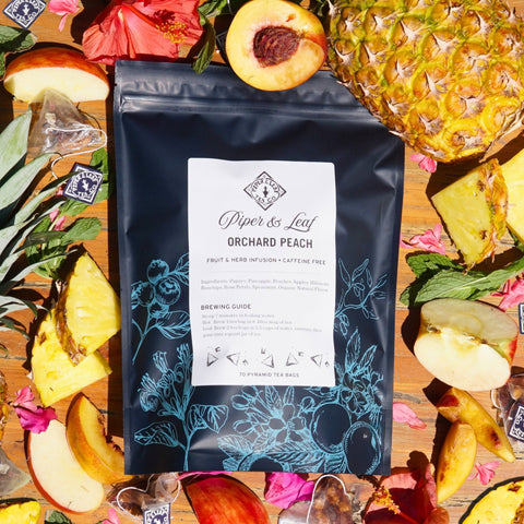 Orchard Peach Bulk Sachets - 70ct Tea Bags | | Tea Bags from Piper and Leaf Tea Co.