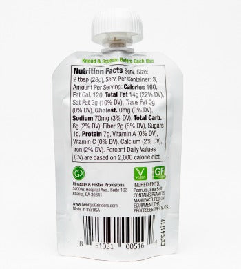 Georgia Grinders 6 Resealable Peanut Butter Pouches 3oz