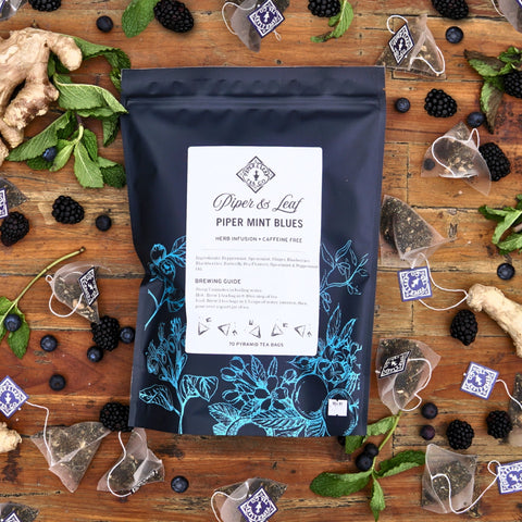 Piper Mint Blues Bulk Sachets - 70ct Tea Bags | | Tea Bags from Piper and Leaf Tea Co.