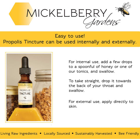 Propolis Tincture Honey Tonic from Mickelberry Gardens http://www.WeeksHoneyFarm.com