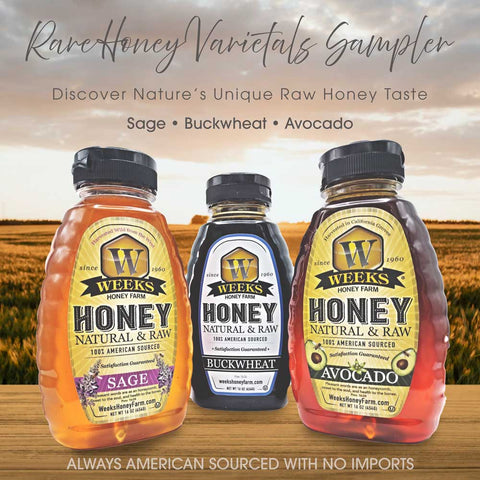 Rare Varietals Sampler - Buckwheat, Sage & Avocado Honey Collection (3x16 oz)