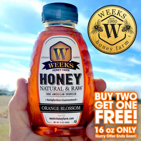Buy 2 Get 1 Free - 16 oz Orange Blossom Honey from Weeks Honey Farm, Inc. http://www.WeeksHoneyFarm.com