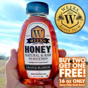 Buy 2 Get 1 Free - 16 oz Orange Blossom - Premium Honey from Weeks Naturals | Weeks Honey Farm - Just $31.98! Shop now at Weeks Naturals | Weeks Honey Farm