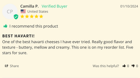 Havarti from Wisconsin - House Cheese - Only $8.95! Order now at Weeks Honey Farm Fast shipping and excellent customer service.