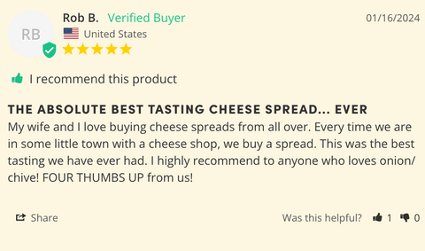 Onion and Chive Cheese Spread *New Release* from Wisconsin - Cheese - Only $9.95! Order now at Weeks Honey Farm Fast shipping and excellent customer service.