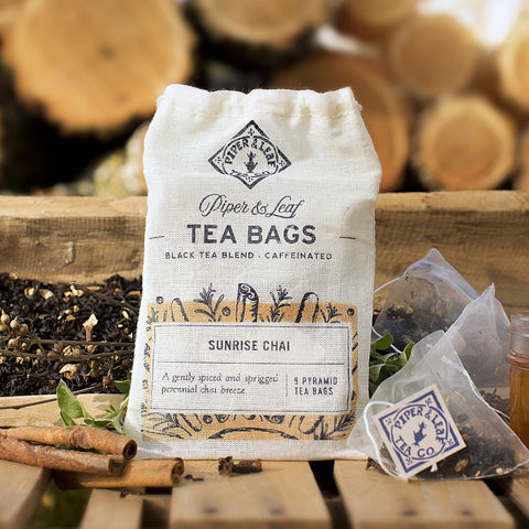 Sunrise Chai 9ct Tea Bags in Muslin | | Tea Bags from Piper and Leaf Tea Co.