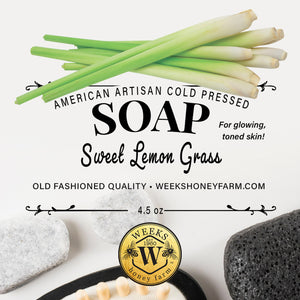 Weeks Sweet Lemon Grass Lye Soap; 4.5 oz - Soaps - Only $5.99! Order now at Weeks Honey Farm