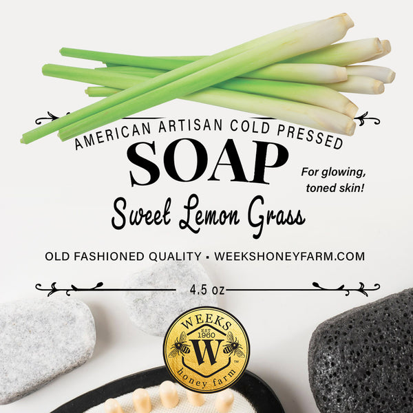 Weeks Sweet Lemon Grass Lye Soap; 4.5 oz - Soaps - Only $5.99! Order now at Weeks Honey Farm