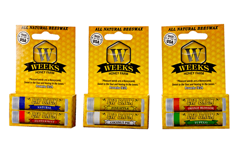 Weeks All Natural Beeswax Lip Balms; Singles, Twin Packs, Case Lip Balm from Weeks Honey Farm, Inc. http://www.WeeksHoneyFarm.com