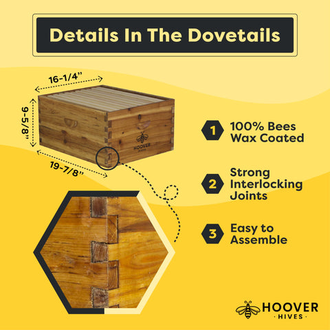 Wax-Coated 10 Frame Beehive - (2)Deeps & (1)Medium (Fully Assembled)
