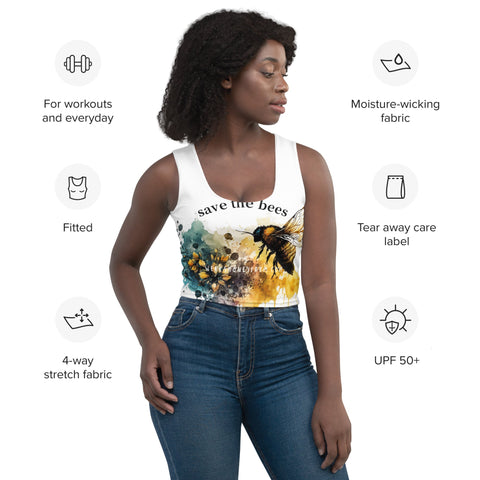 Save the Bees Crop Top is a Summer must!  from Weeks Honey Farm, Inc. http://www.WeeksHoneyFarm.com
