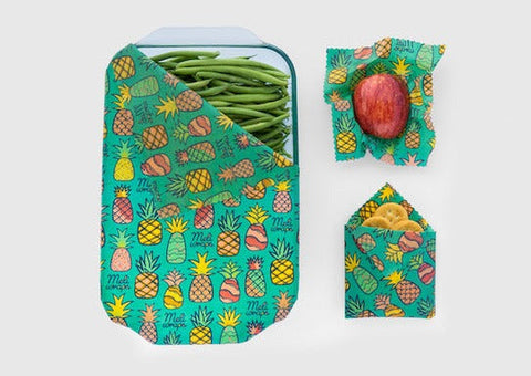 Beeswax Food Wrap - Pineapple Print | | beeswax Wraps from Meli Wraps
