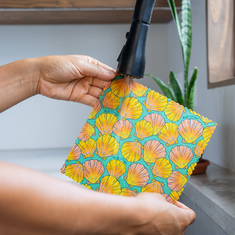 Meli Wraps Beeswax Wrap Bulk Roll + Cutlery Set in Shell Print | | Beeswax Rolls from Meli Wraps