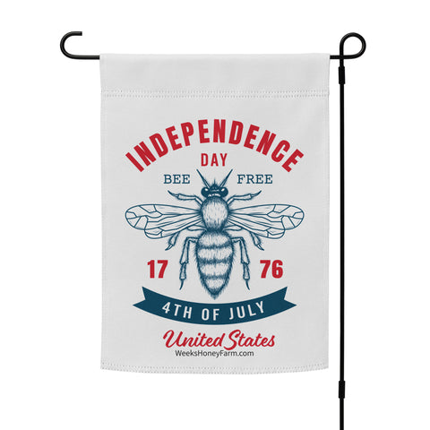 Bee Free Indepence Day Garden flag  from Weeks Honey Farm, Inc. http://www.WeeksHoneyFarm.com
