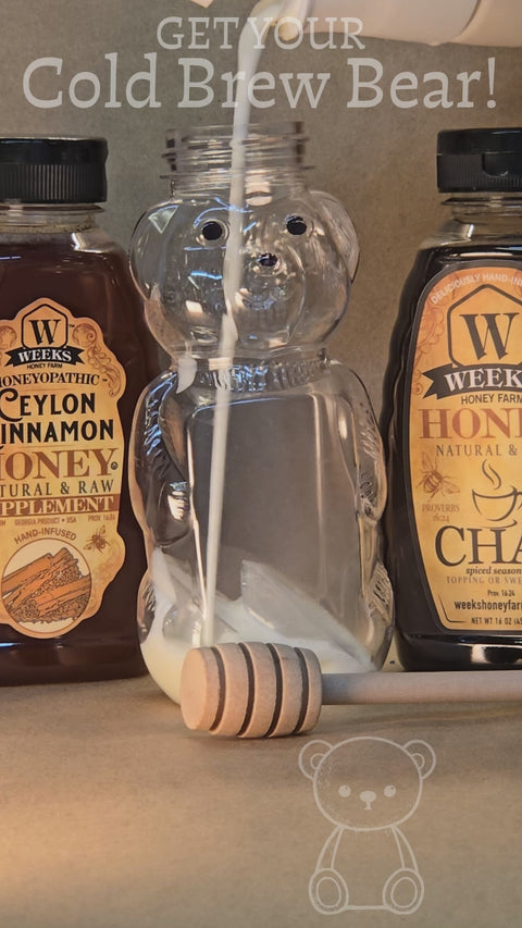 Bear-ista honey bear container for cold bree coffee craze. Making the brew work.