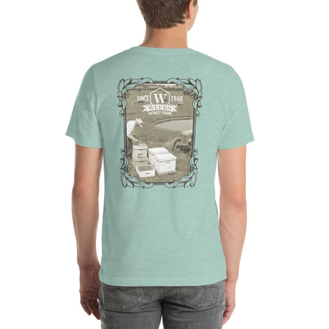 A Farmer and His Bees, 1960 Soft Fit Unisex t-shirt Apparel & Accessories from Weeks Honey Farm http://www.WeeksHoneyFarm.com
