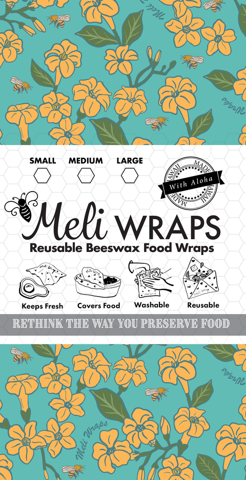 Beeswax Food Wrap - Puakenikeni Print | | beeswax Wraps from Meli Wraps