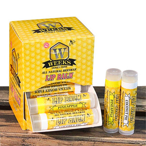 Weeks Honey Farm, Pineapple/Coconut All Natural Beeswax Lip Balm; 24 Count Dispenser - Weeks Honey Farm, Inc.