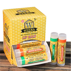 Orange Blossom/Tupelo All Natural Beeswax Lip Balm; 24 Count Dispenser - Lip Balm - Only $45.99! Order now at Weeks Honey Farm