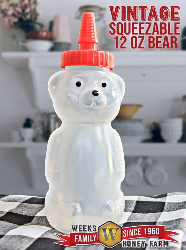 Weeks Honey Farm Vintage Squeezable 12 oz Bear - Honey - Only $2! Order now at Weeks Honey Farm