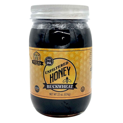 Our Best All-Natural Pure Raw Buckwheat Honey - Honey - Only $11.99! Order now at Weeks Honey Farm Fast shipping and excellent customer service.