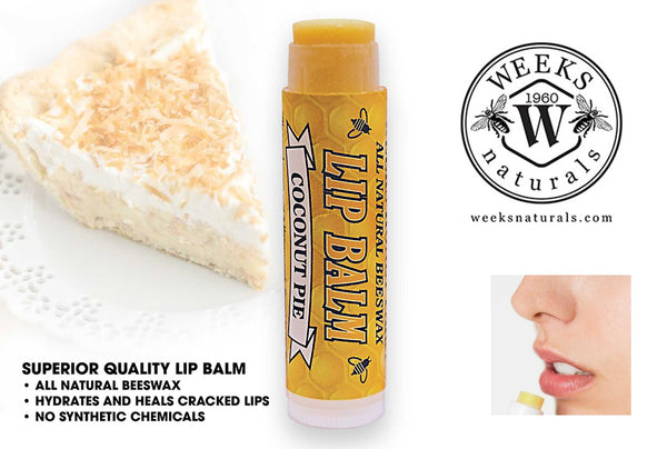 Coconut Pie All Natural Beeswax Lip Balm - Lip Balm - Only $2.49! Order now at Weeks Honey Farm