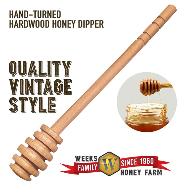 Vintage All-Natural Wooden Honey Dipper; 6.5 inch - Honey - Only $1.75! Order now at Weeks Honey Farm