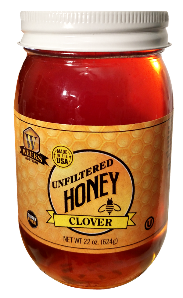 Our Best All-Natural Pure Raw Clover Honey - Premium Honey from Weeks Honey Farm, Inc. - Just $7.99! Shop now at Weeks Naturals | Weeks Honey Farm