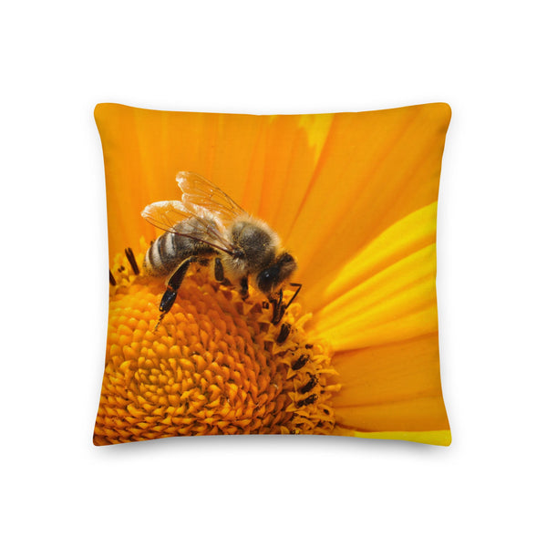 Serene Honey Bee with Tartan | Premium Pillow