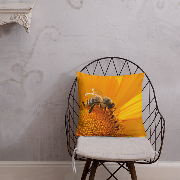 Serene Honey Bee with Tartan | Premium Pillow