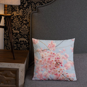 Sweet Cherry Blossoms with Tartan | Premium Pillow - Premium Home & Garden from Weeks Naturals | Weeks Honey Farm - Just $25.00! Shop now at Weeks Naturals | Weeks Honey Farm