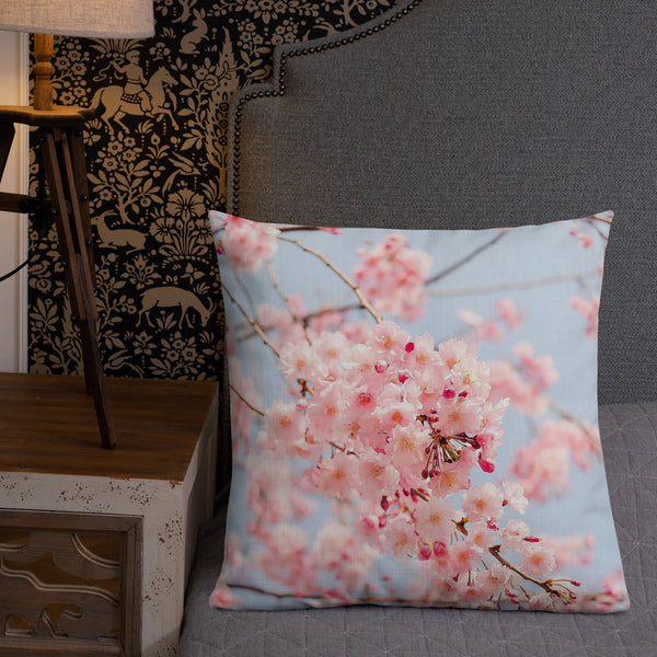 Sweet Cherry Blossoms with Tartan | Premium Pillow - Home & Garden - Only $25! Order now at Weeks Honey Farm