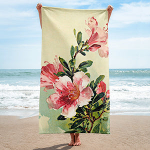 Vintage Pink Rhododendron Towel is a classic design on the beach or in your bathroom - wrap yourself up with this super soft and cozy all-over sublimation towel.